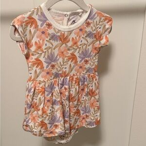 Coccoli Floral Short Sleeve Kids Tee - Orange and Purple